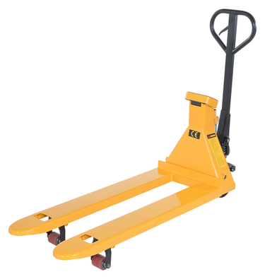 Steel Low Profile Economy Pallet Truck with Scale 67-1/2 In. x 20 In. x 47 In. 5000 Lb. Capacity Yellow